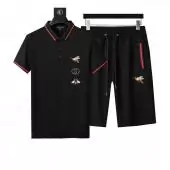 Tracksuits manche courte gucci homme pas cher polo col bee black